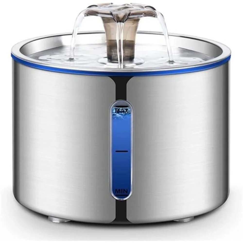 Cat Water Fountain, 84oz/2.5L Stainless Steel Pet Water Fountain, Automatic Dog